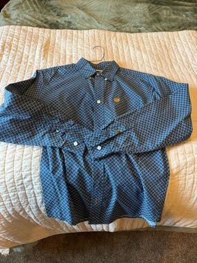 Cinch Navy Geometric Print Button-Up Shirt